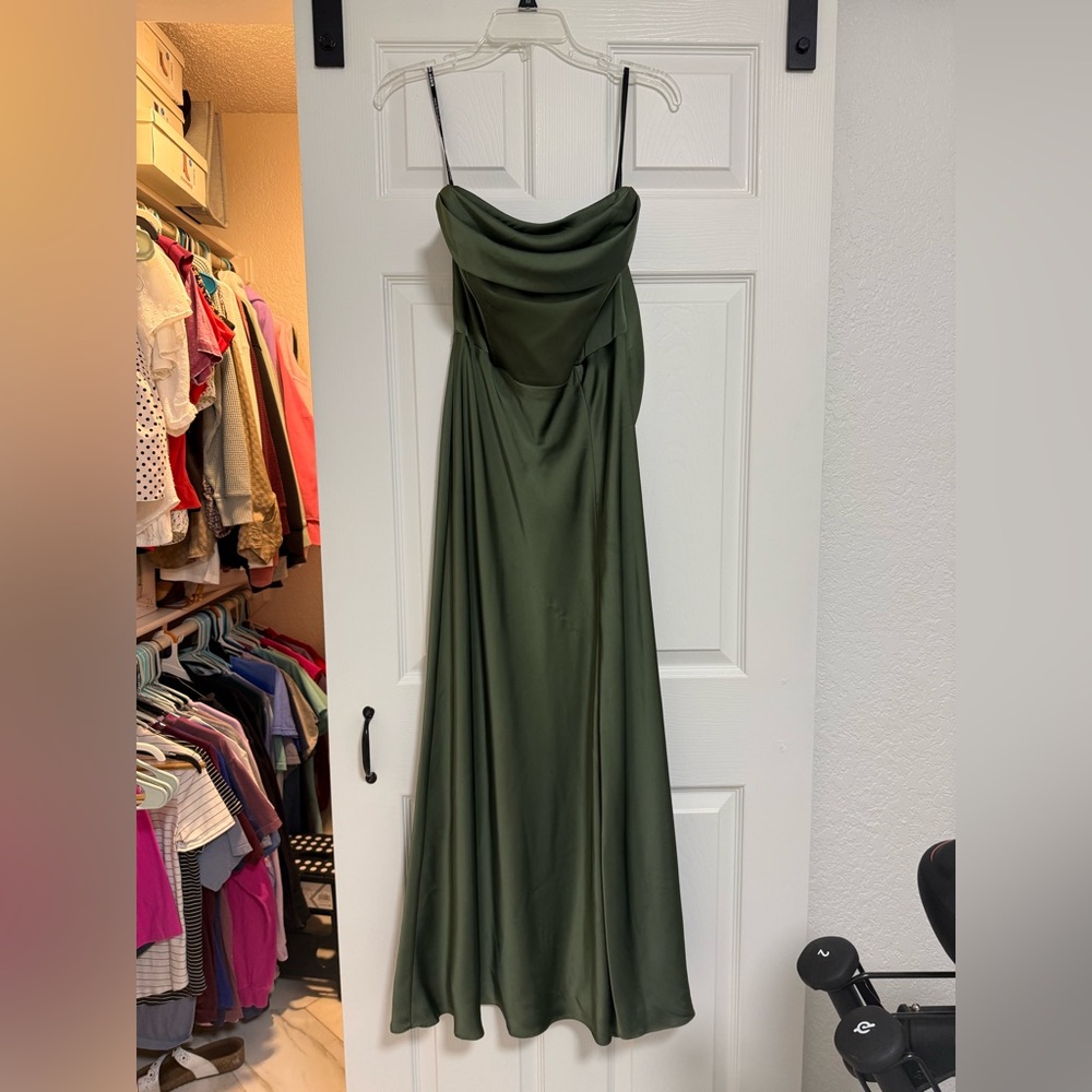 Mia Matte Satin Convertible Dress Olive - Picture 4 of 7